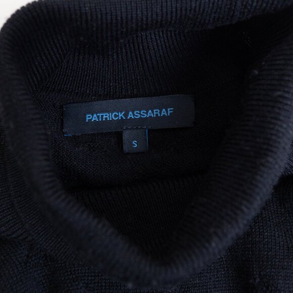Patrick Assaraf 100% Merino Wool Turtleneck Sweater Navy Textured Knit Small - Picture 5 of 12